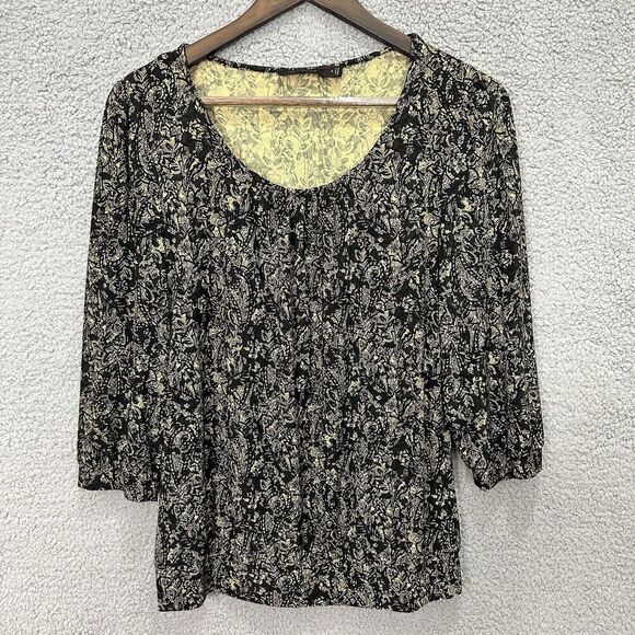 Vintage Y2K The Limited Top Womens Small Black Paisley Print Pleated Boho Hippie - Picture 1 of 7